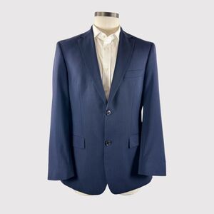 HUGO BOSS Mens Blazer Blue Pasolini Movie Pinstriped Comfort Fit Suit Jacket 38R